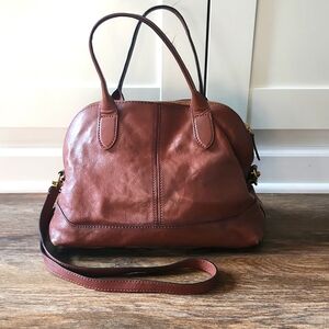 Frye Dome Brown Leather Bag With Adjustable Crossbody Strap